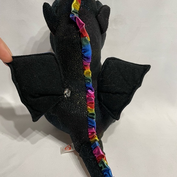 Big 8” Ty Beanie Boo Anora The Black Sparkle Rainbow Dragon Plush Good Condition - Picture 3 of 9